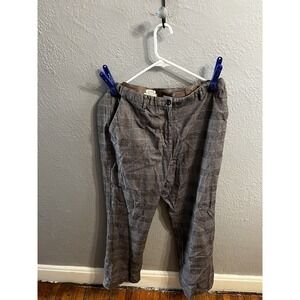 Women's LL Bean Flannel Lined Cotton Pants‎ Size 16 Brown Plaid